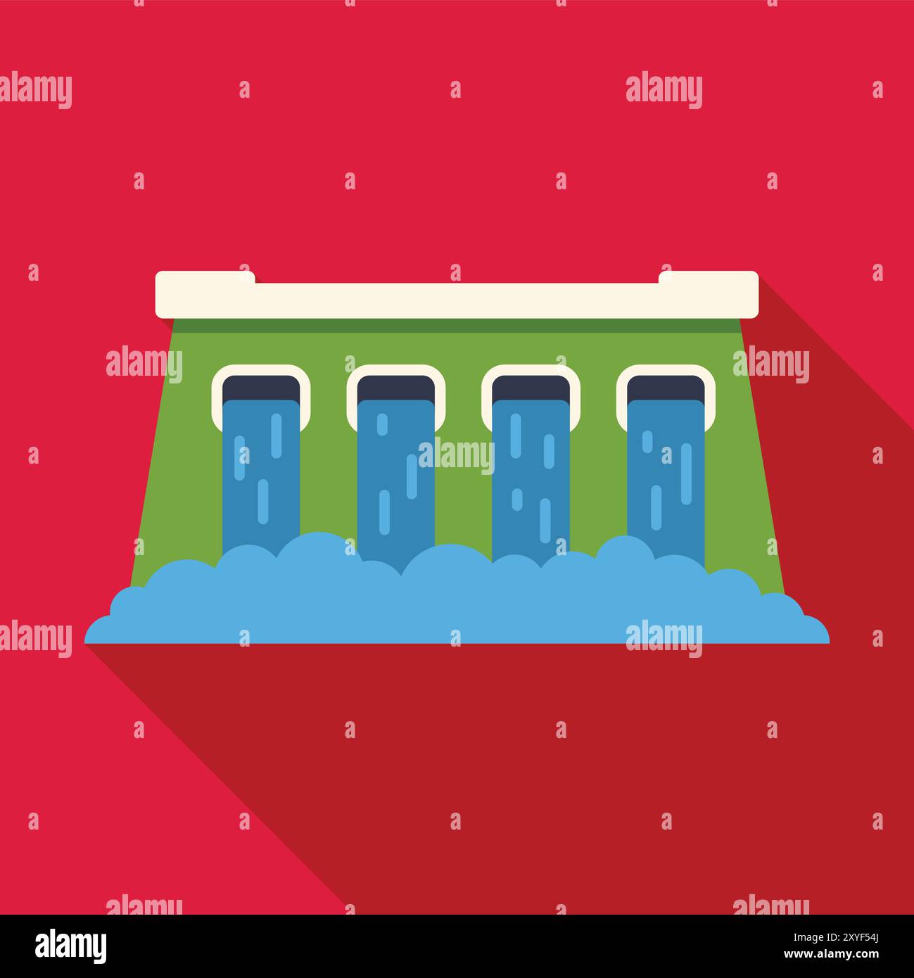 This illustration shows a hydroelectric power plant generating ...
