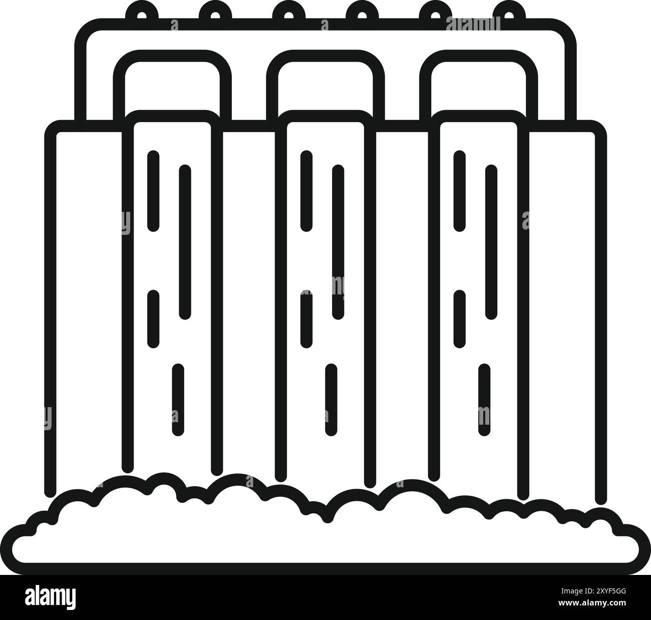This simple vector illustration represents a hydroelectric power plant ...