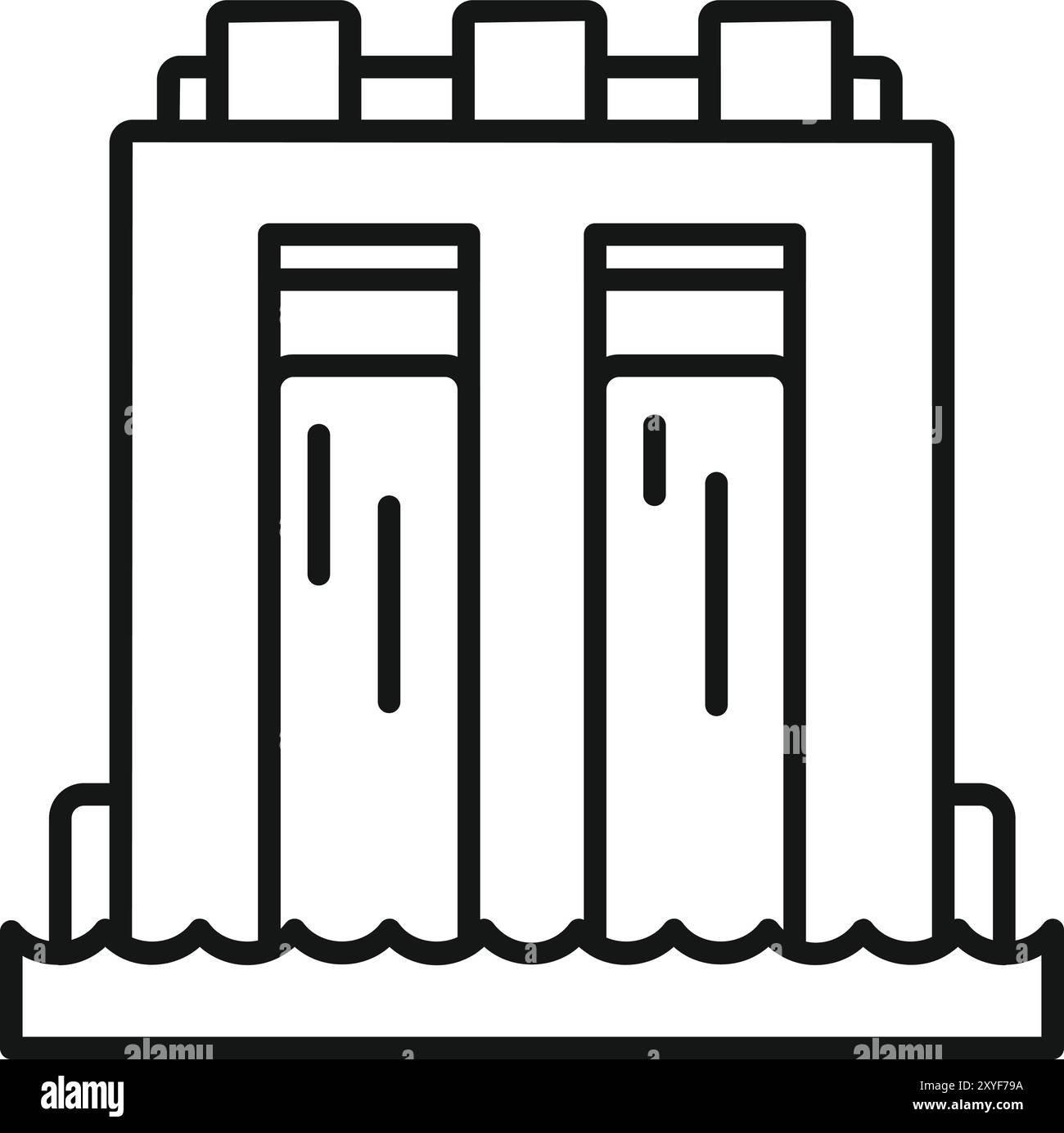 Simple vector icon of a hydroelectric power plant generating ...