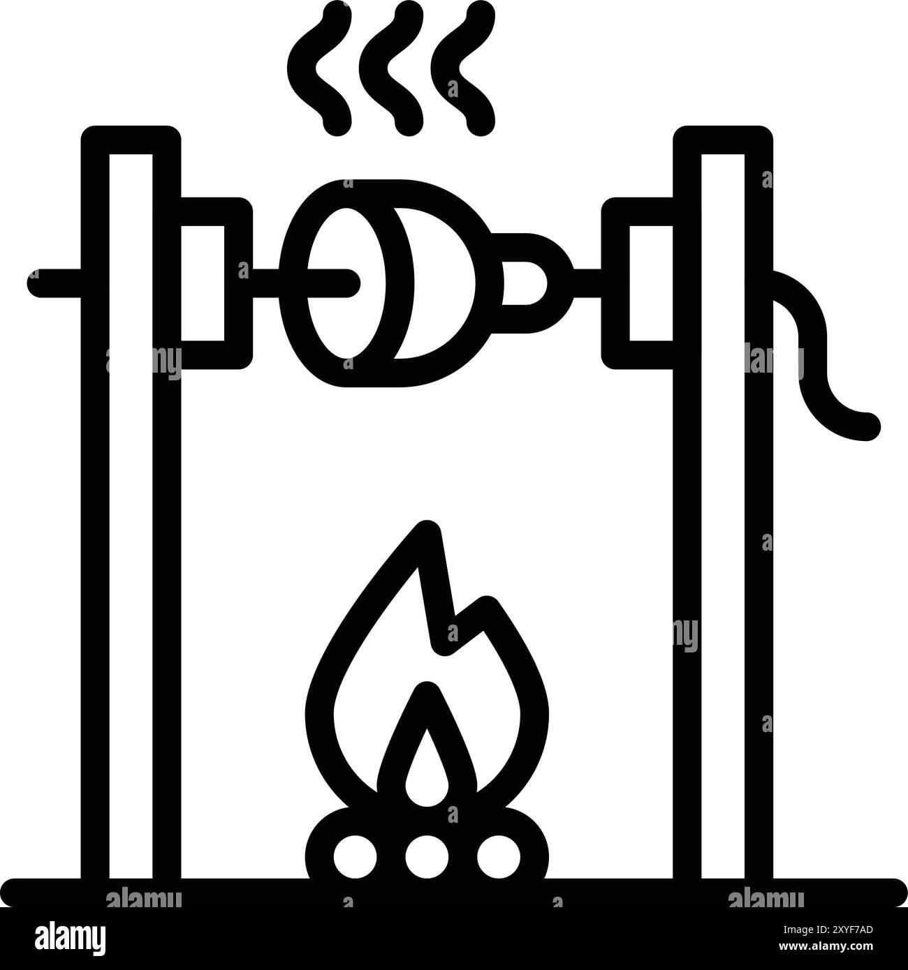 Medieval fire roasting Vector Icon Design Illustration Stock Vector