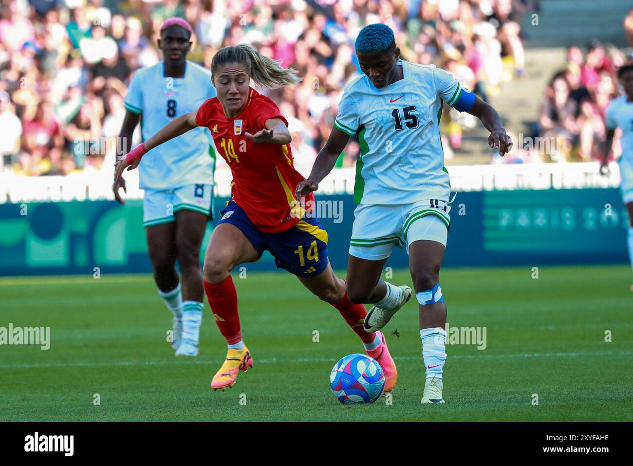 NANTES, FRANCE - JULY 28: Rasheedat Ajibade of Nigeria and Laia ...