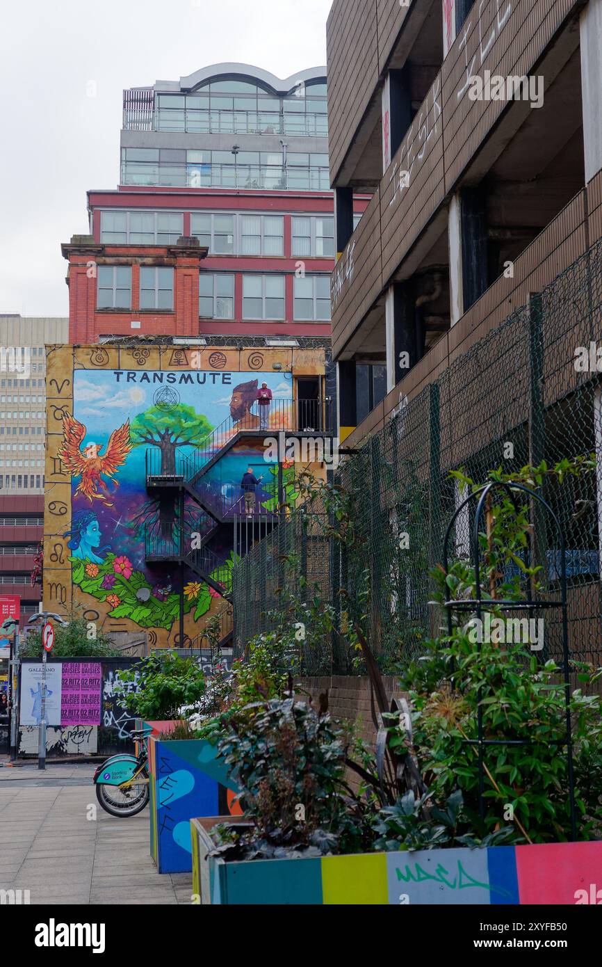 Artwork on a street in the Northern quarter in Manchester, England. August 28, 2024 Stock Photo