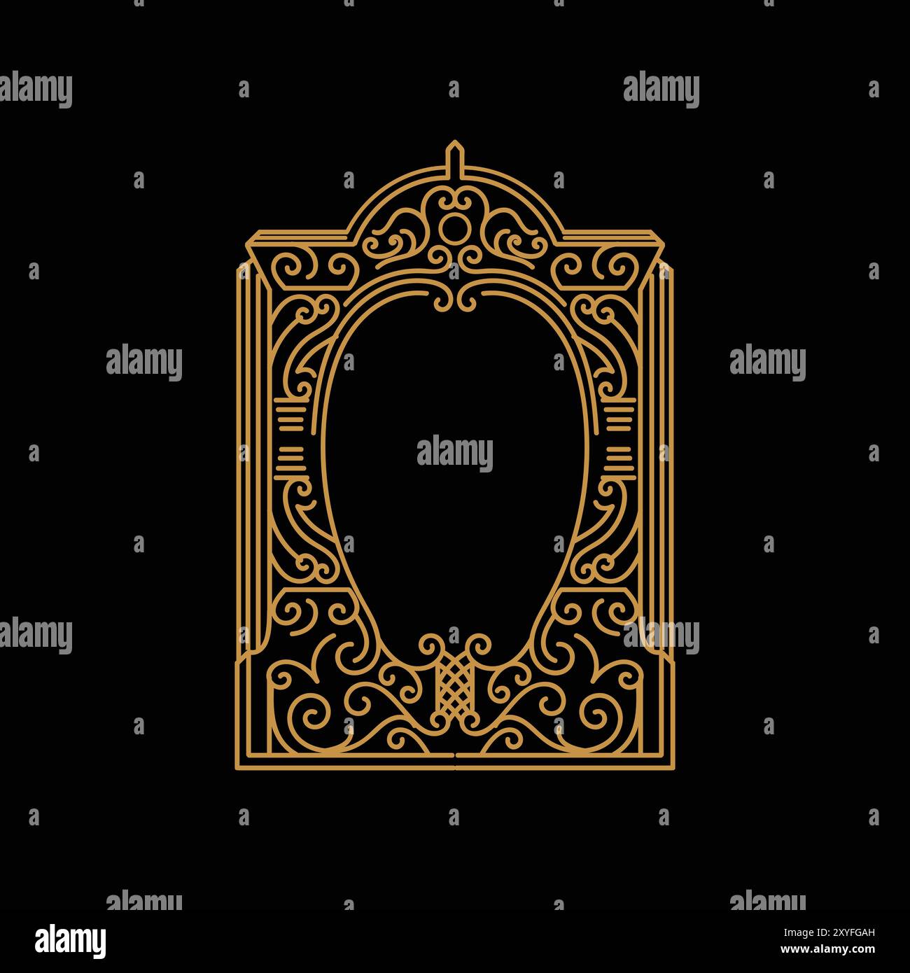 Vintage Blank Square Golden Frame Border Badge Emblem Stamp Label Logo ...