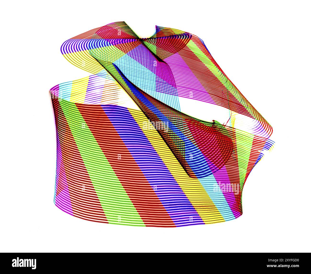 A Single Rounded Structure Abstract round structure made of coloured light painting against a ...
