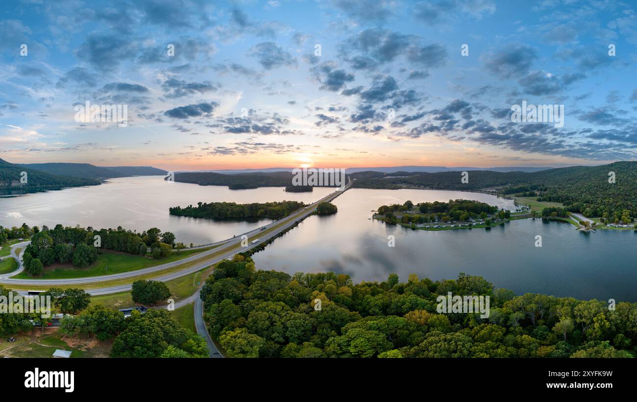 Aerial view above I-24 Rest Area. Jasper, Tennessee. Tennessee 