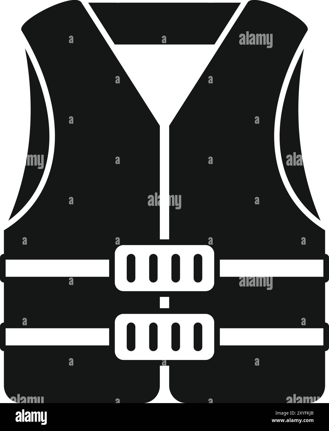 Black life vest icon, typically worn for safety and protection in water ...