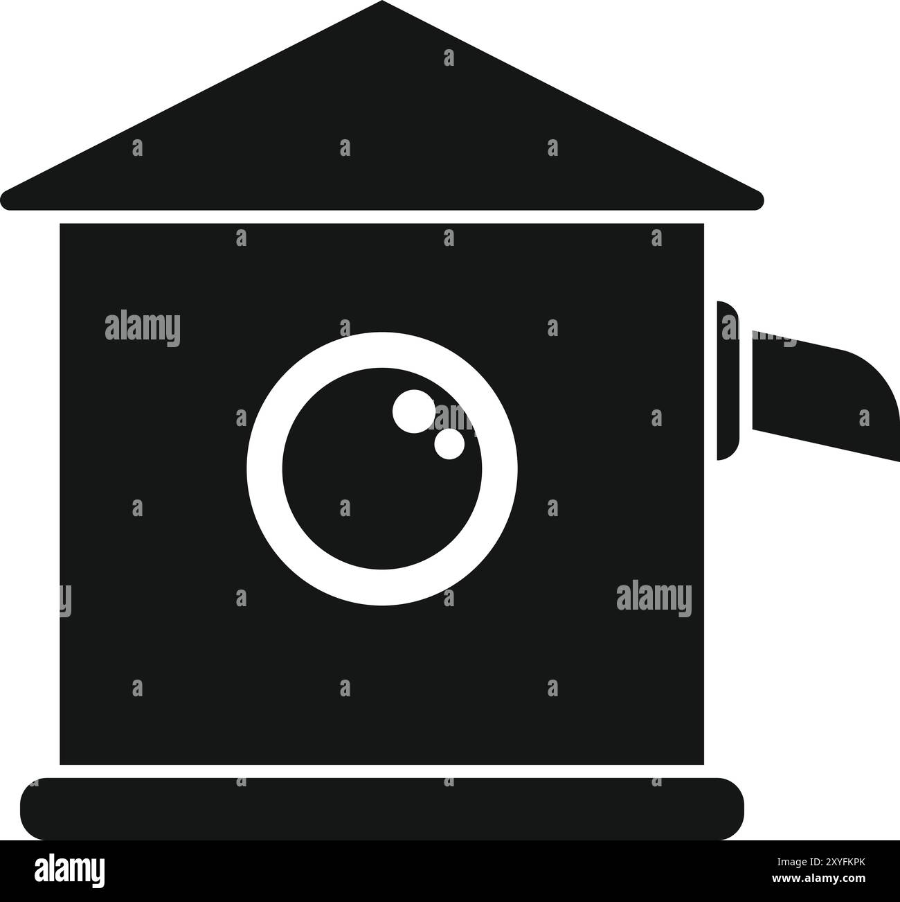 Black silhouette icon of a tumble dryer with a front loading door Stock Vector