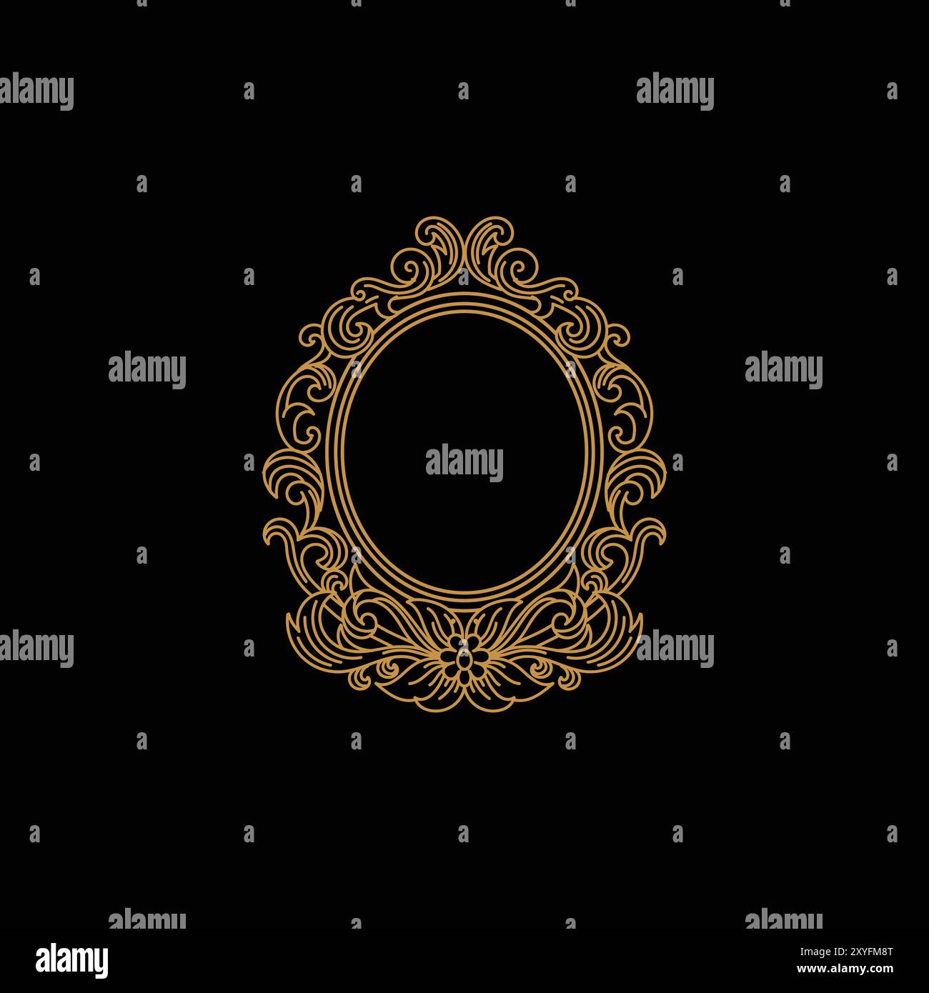 Vintage Blank Round Golden Frame Border Badge Emblem Stamp Label Logo ...