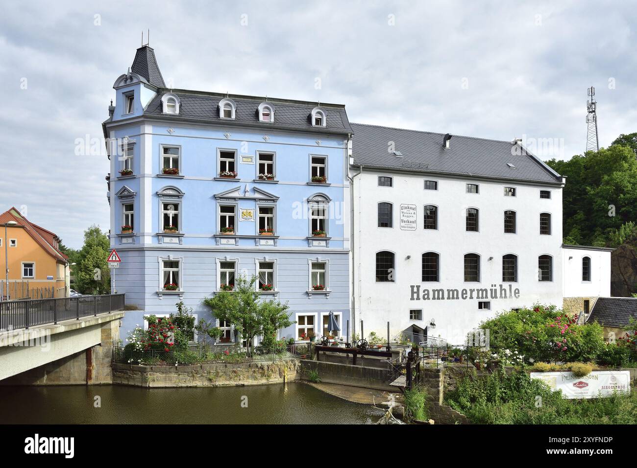 Hammer mill in the old town of Bautzen. Bautzen with historic buildings Stock Photo