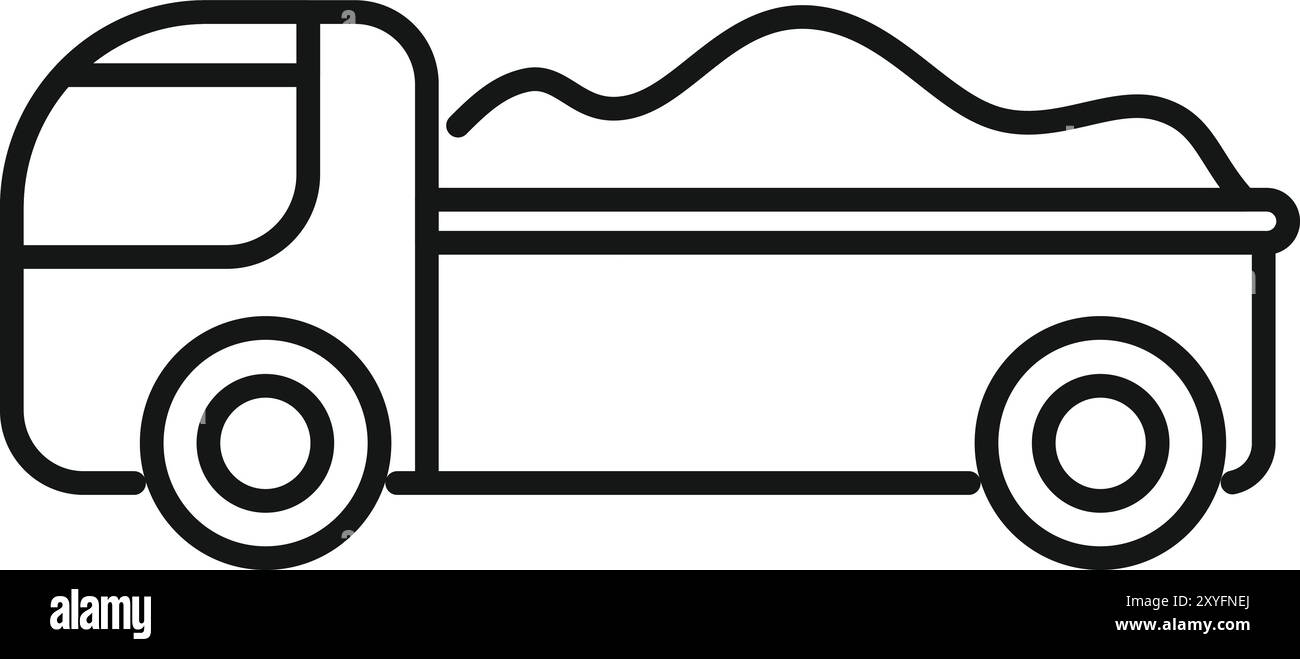Simple outline icon of a dump truck carrying sand, perfect for ...