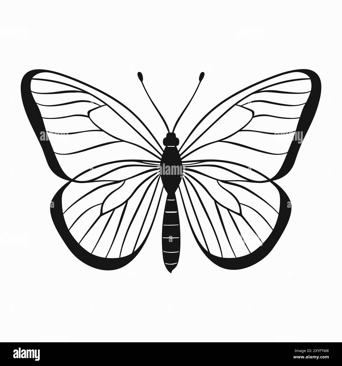 Black butterfly silhouette icon isolated on white background. Simple ...