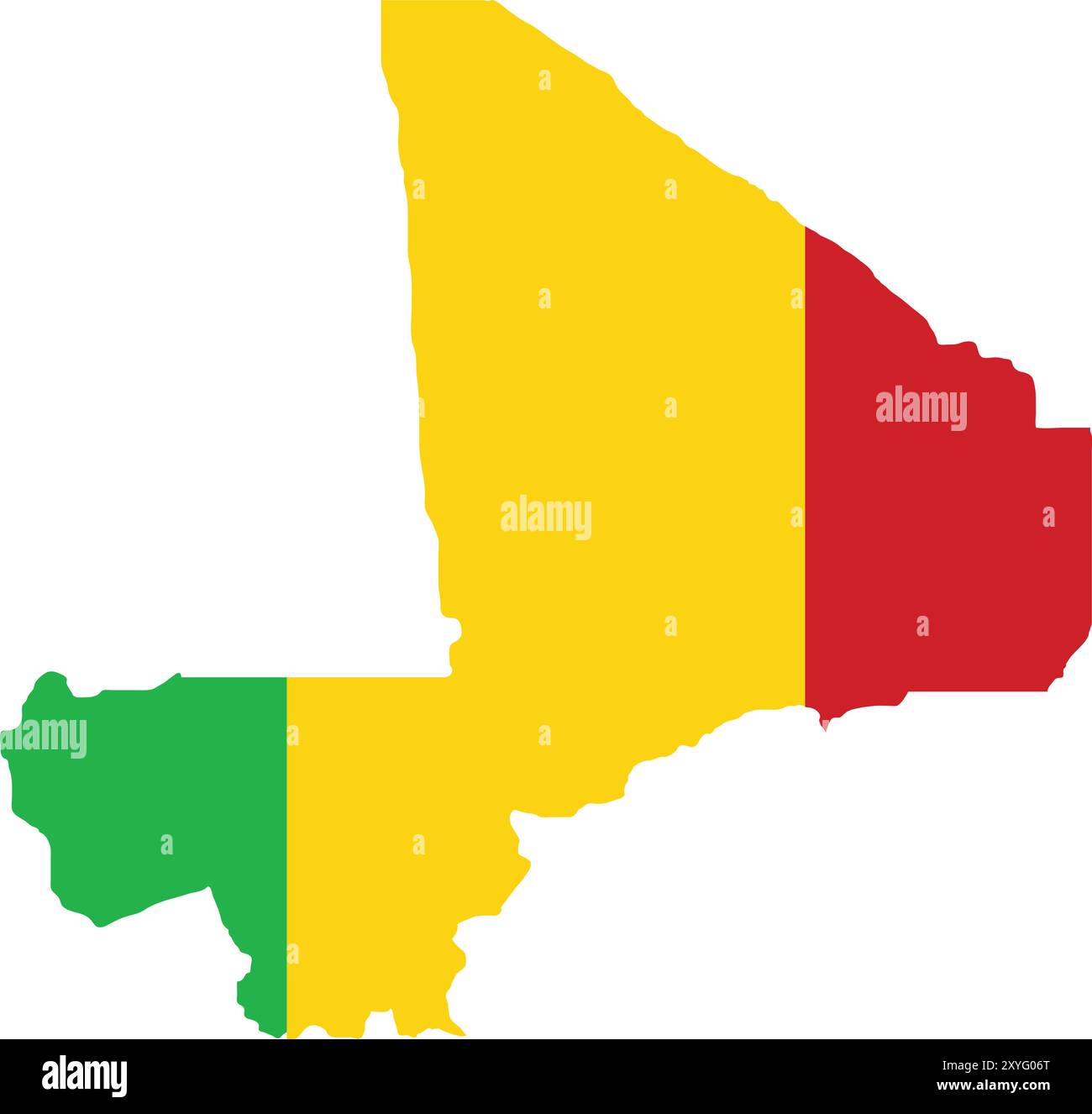 Mali Flag in Map, Mali Map with Flag, Country Map, Mali Map with Flag, Nation Flag Mali Stock Vector