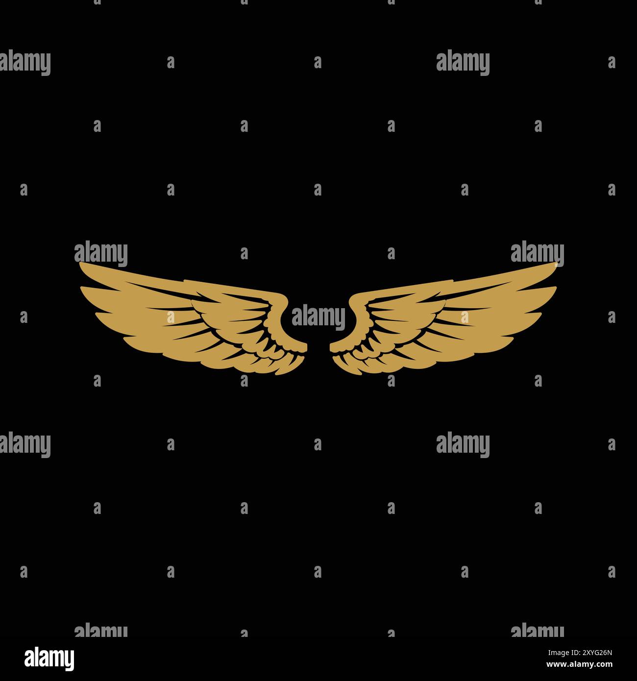 Vector Illustration of Elegant Luxury Golden Wings on Black Background ...
