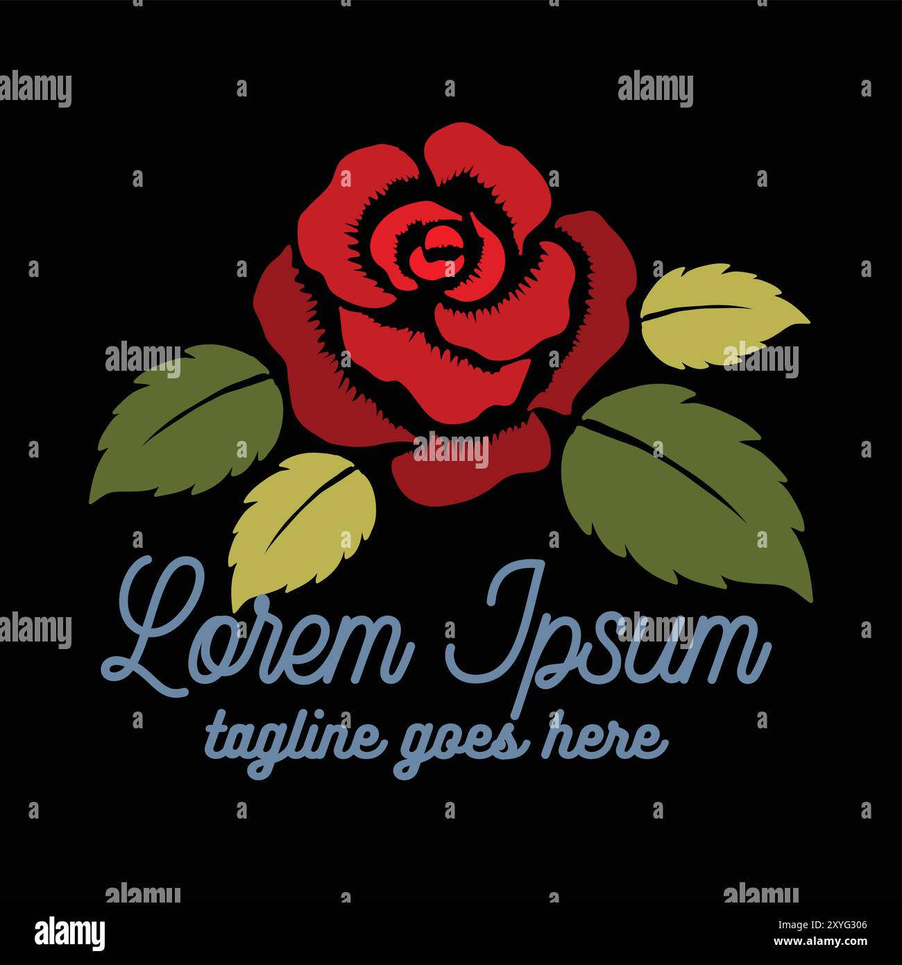 Retro Vintage Hand Drawn Red Rose Flower for Tattoo Design. Vector ...