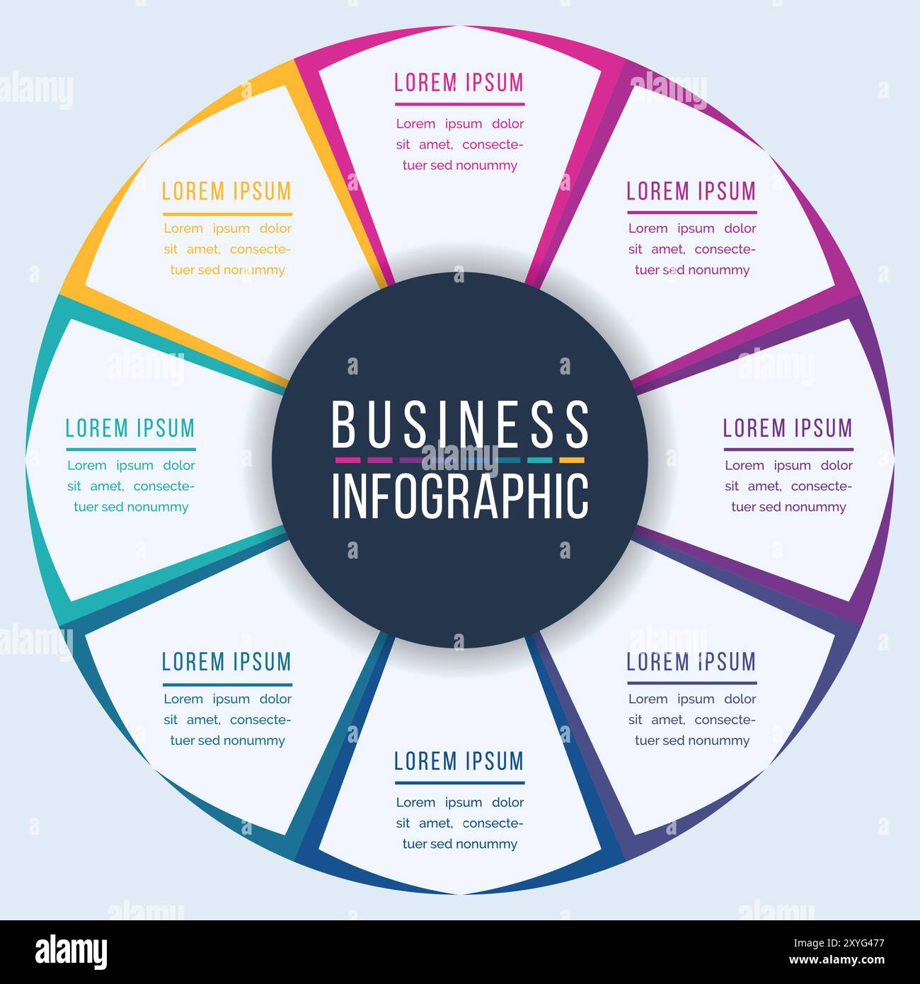 Circle Infographic design 8 steps, objects, elements or options ...