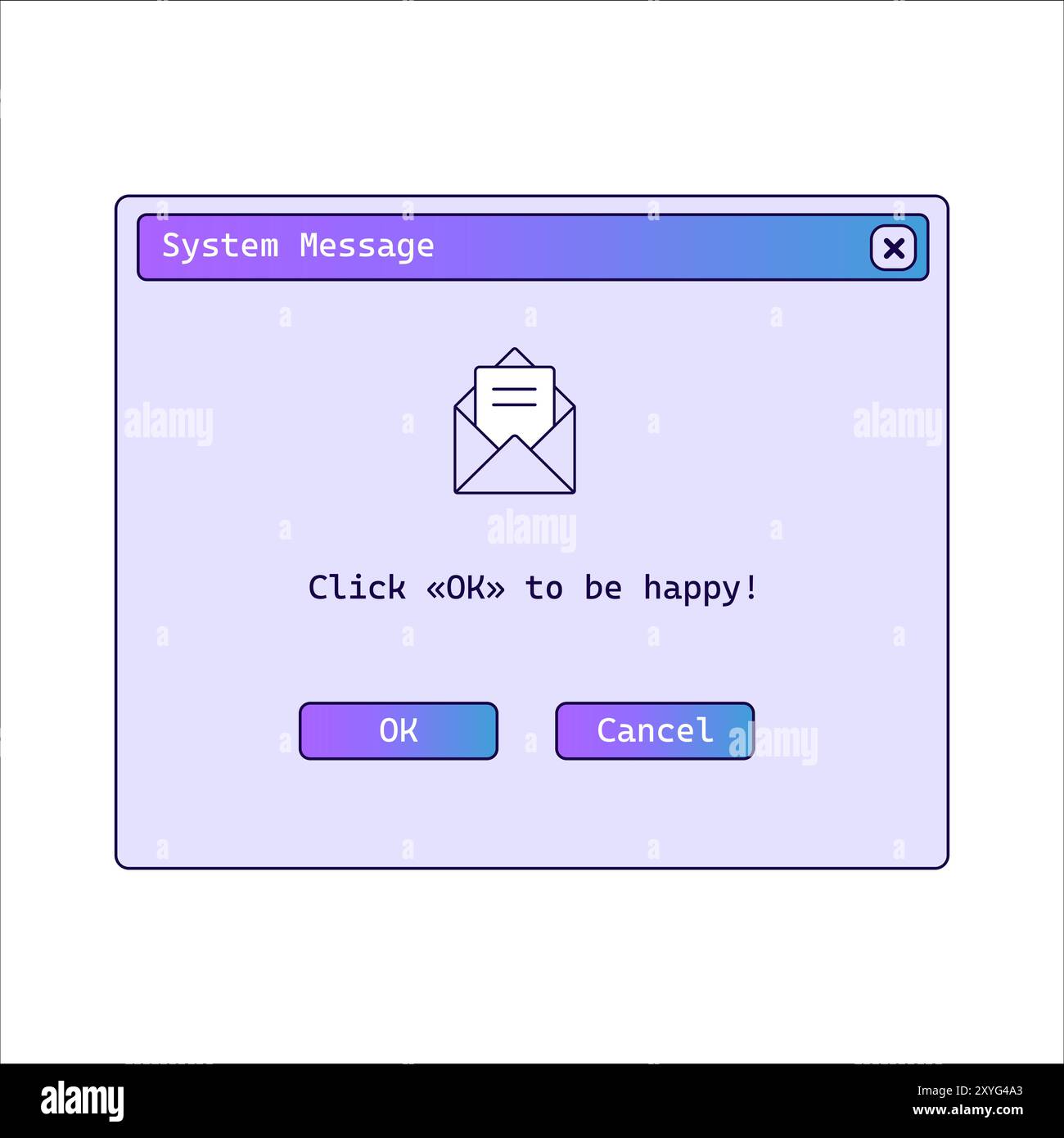 System message in retro style with purple gradient Stock Vector Image ...