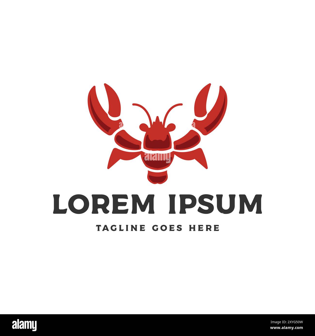 Simple Red Crayfish Prawn Shrimp Lobster Claw Seafood Label ...
