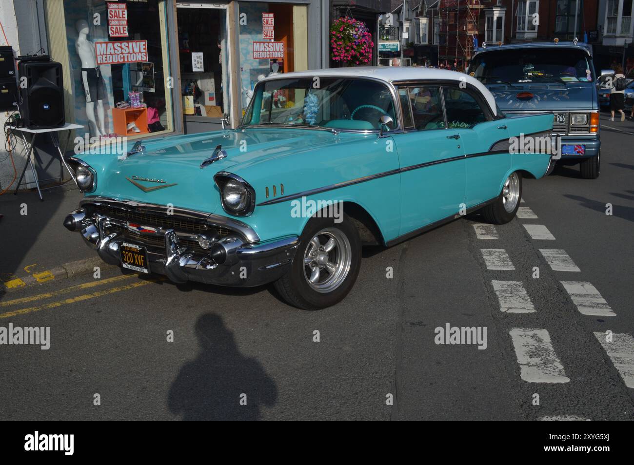 Blue 1957 chevy chevrolet hi-res stock photography and