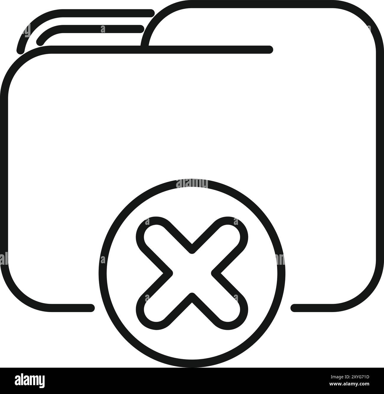 Outline icon representing a folder with a cross symbol, indicating a ...