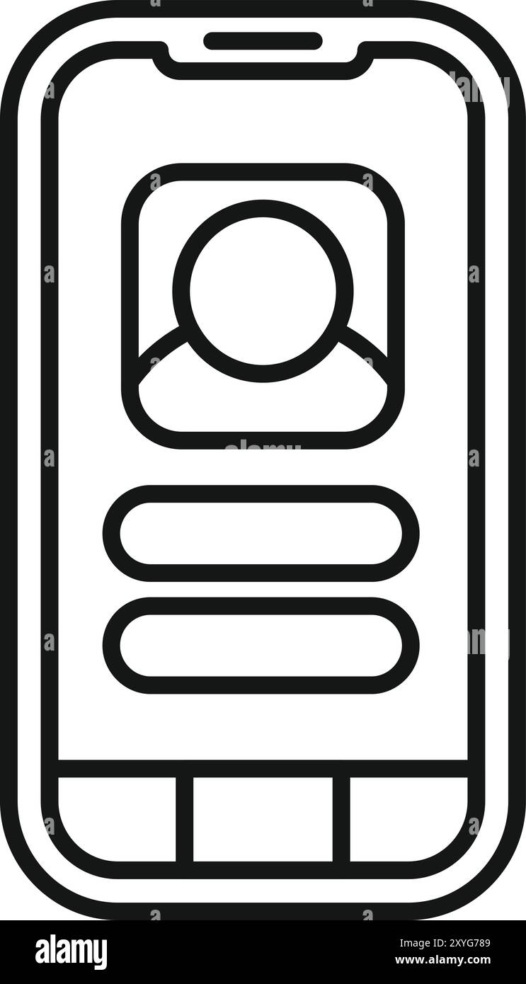 Simple vector showing a smartphone displaying a user profile with their ...