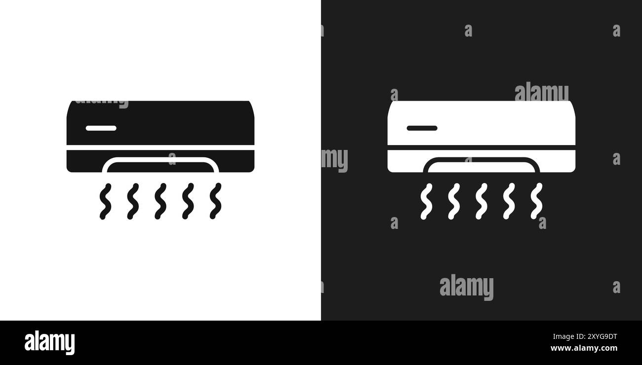 Air Conditioner icon logo sign vector outline in black and white color ...