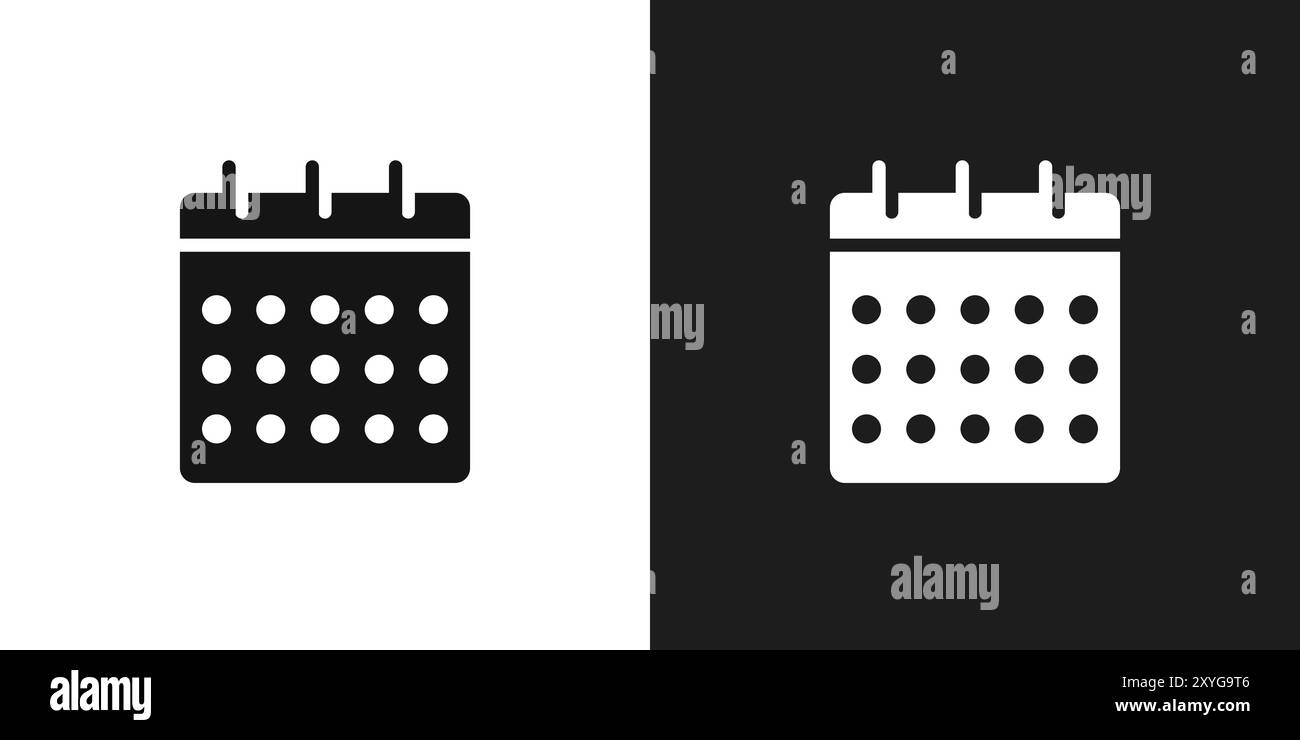 Calendar icon logo sign vector outline in black and white color Stock ...