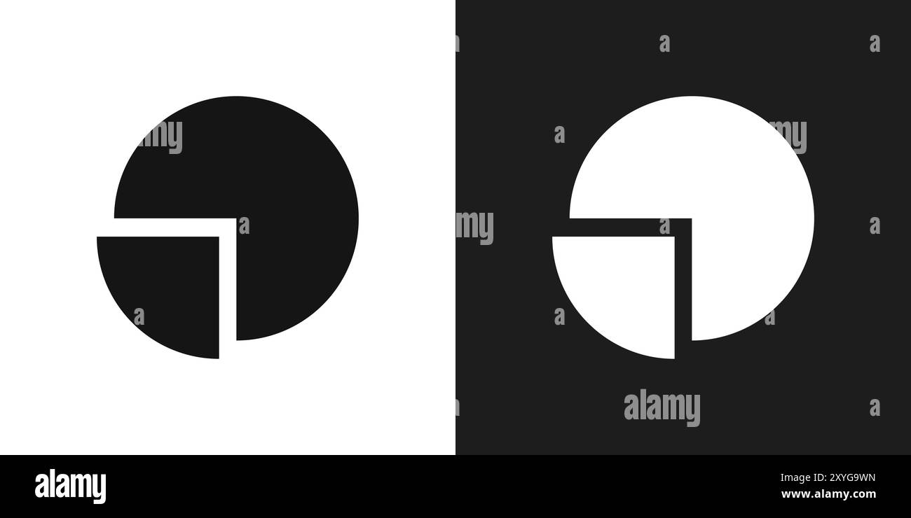 Chart pie icon logo sign vector outline in black and white color Stock ...