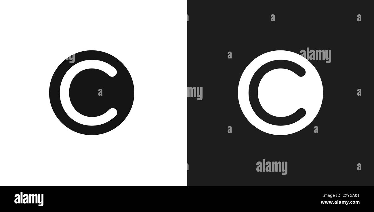 Copyright icon logo sign vector outline in black and white color Stock ...