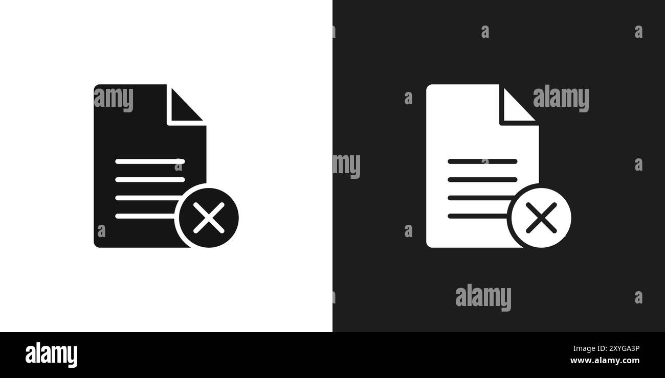 Delete Document icon logo sign vector outline in black and white color ...