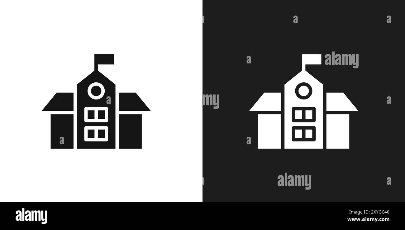 School icon logo sign vector outline in black and white color Stock ...