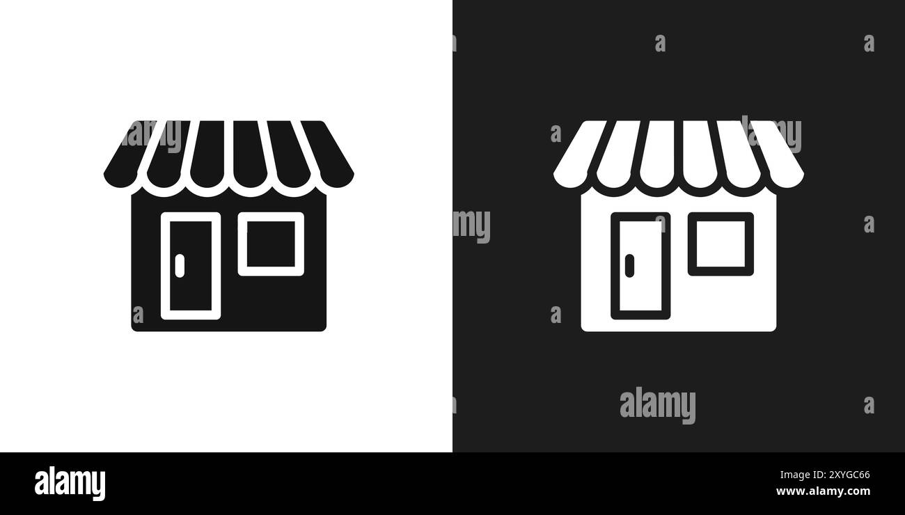 Shop icon logo sign vector outline in black and white color Stock ...