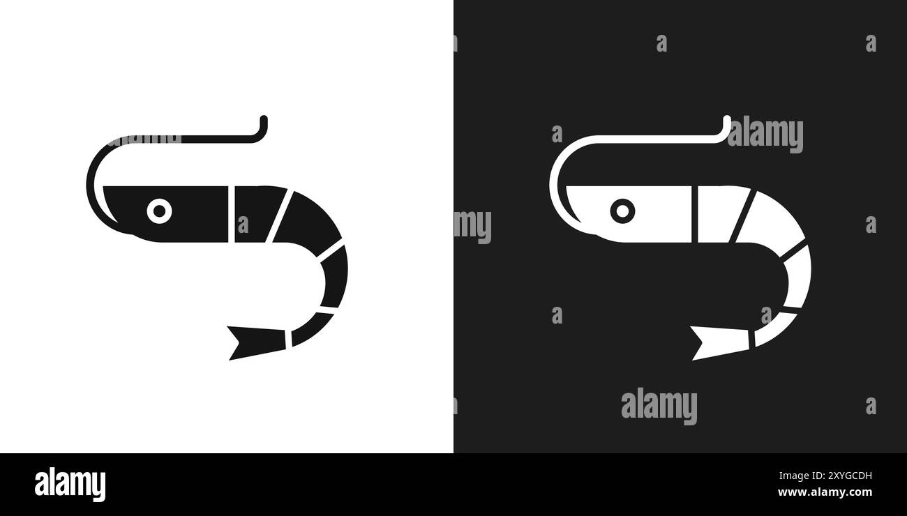 Shrimp icon logo sign vector outline in black and white color Stock ...