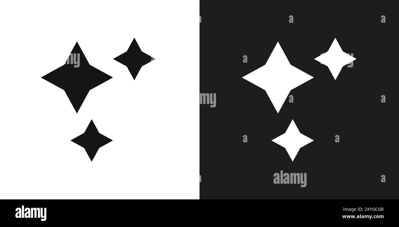 Sparkles icon logo sign vector outline in black and white color Stock ...