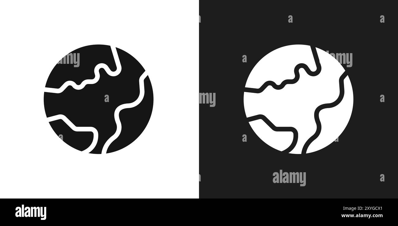 World icon logo sign vector outline in black and white color Stock ...