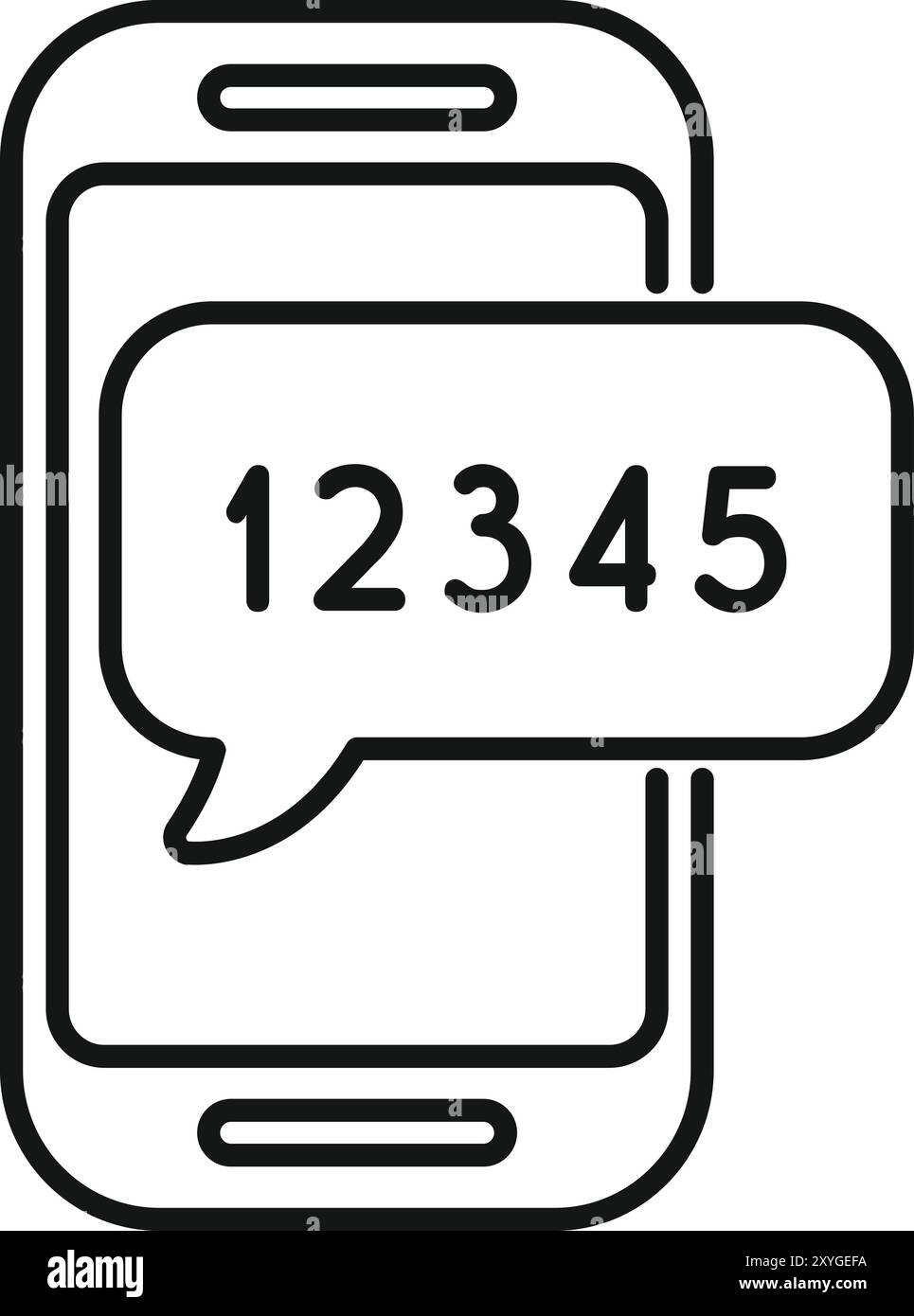 Smartphone is displaying a one time password notification to access a secured application Stock Vector