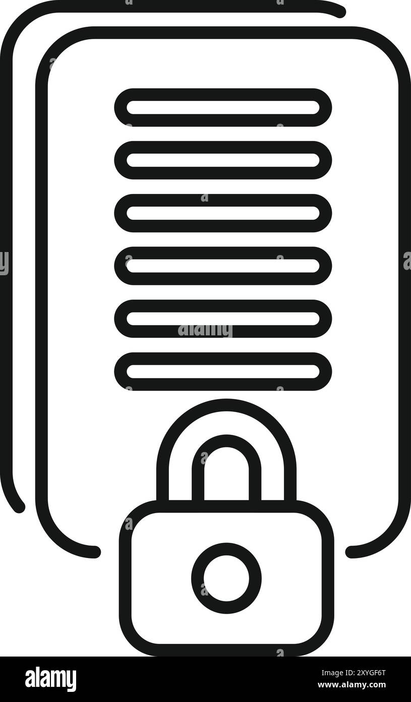 Simple vector showing a padlock securing digital data, representing the concept of cybersecurity Stock Vector