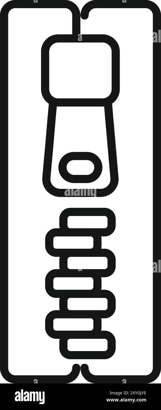 Simple linear zipper icon representing the concept of clothing closure ...