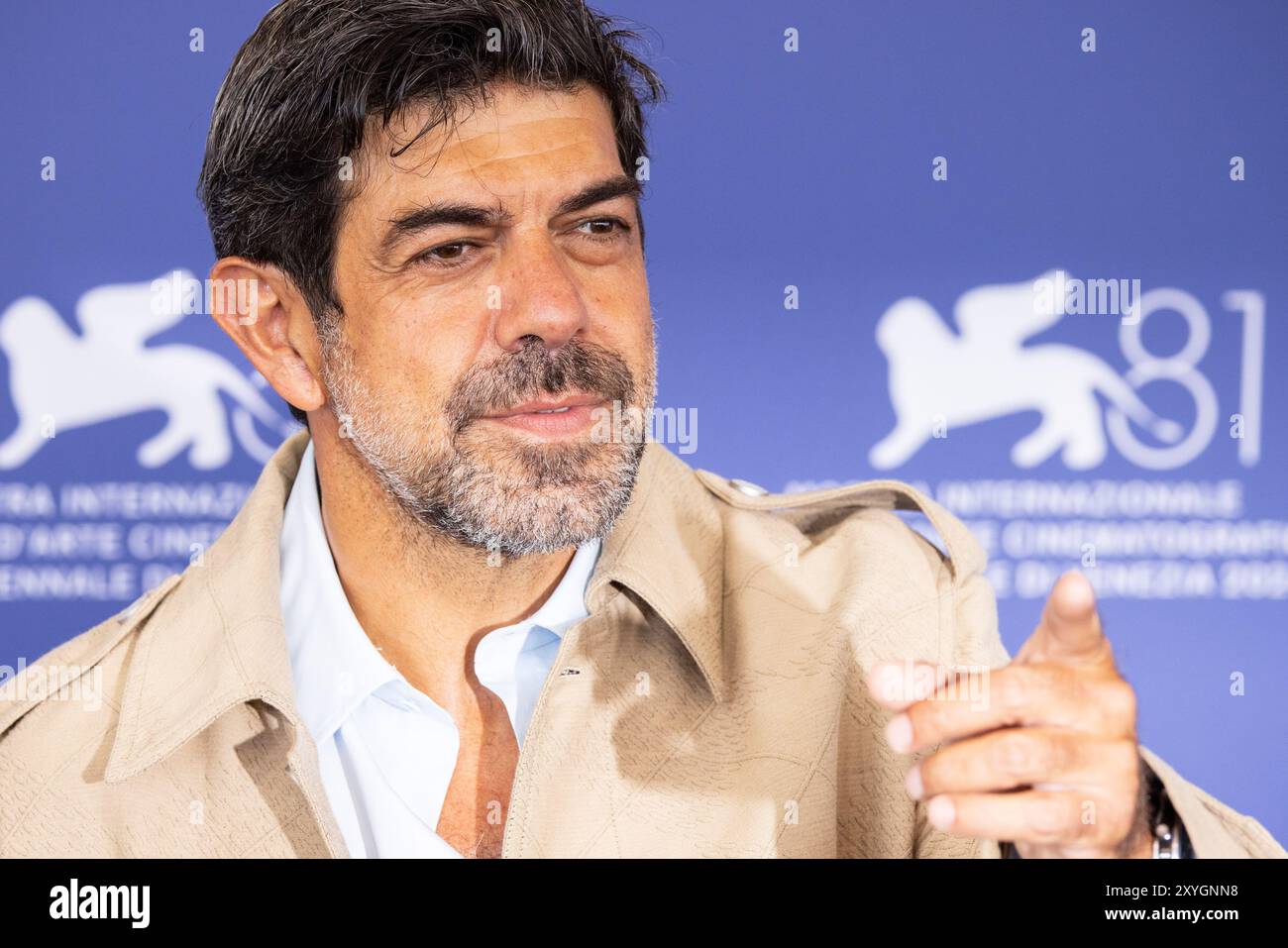 Lido Di Venezia, Italy. 29th Aug, 2024. Pierfrancesco Favino attends a  photocall for the movie \, image size:1300x957