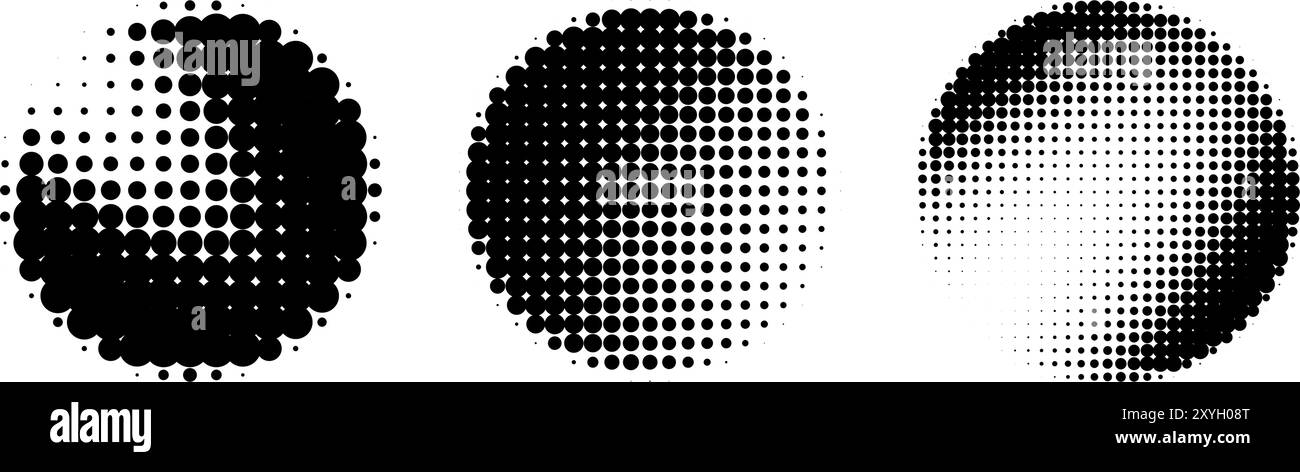 black circle halftone banners isolated. Vector illustration Stock ...