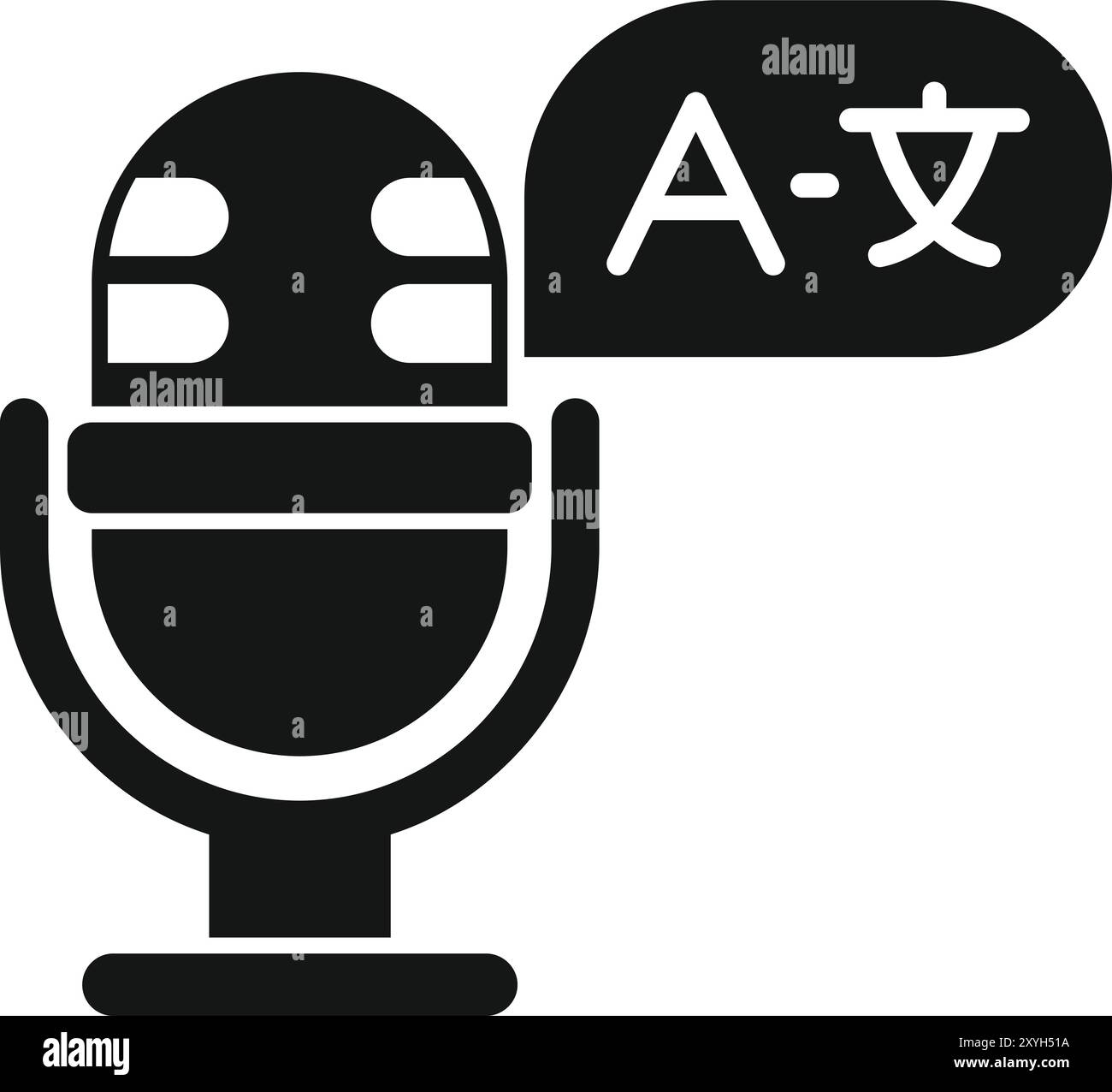 Simple vector showing a microphone converting audio to another language, ideal for developers and websites Stock Vector