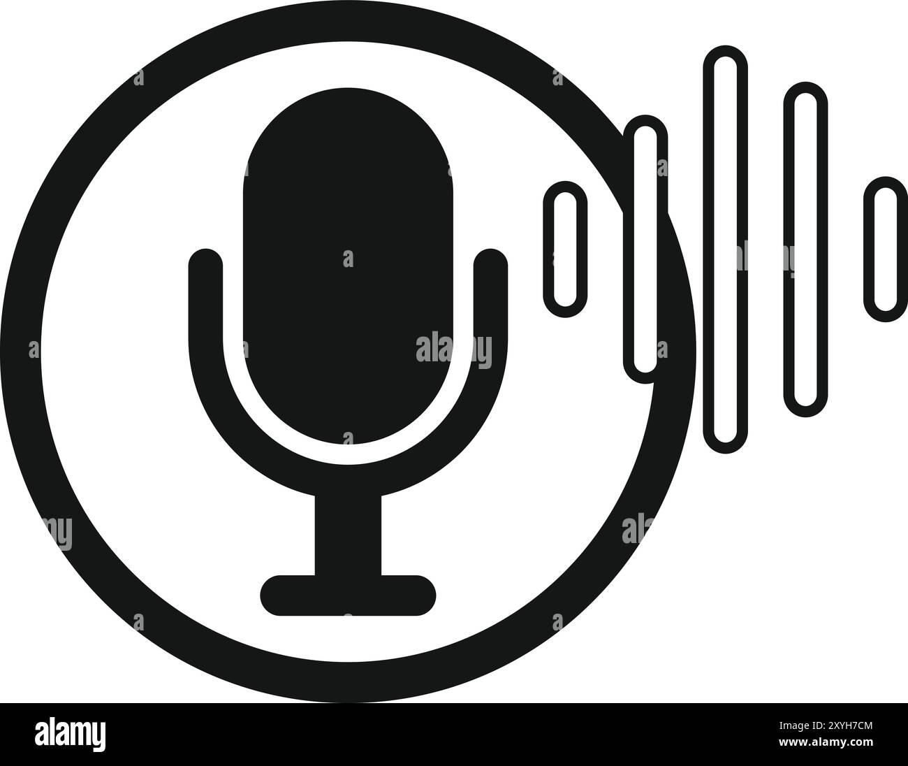 Simple black and white vector illustration of a microphone icon ...