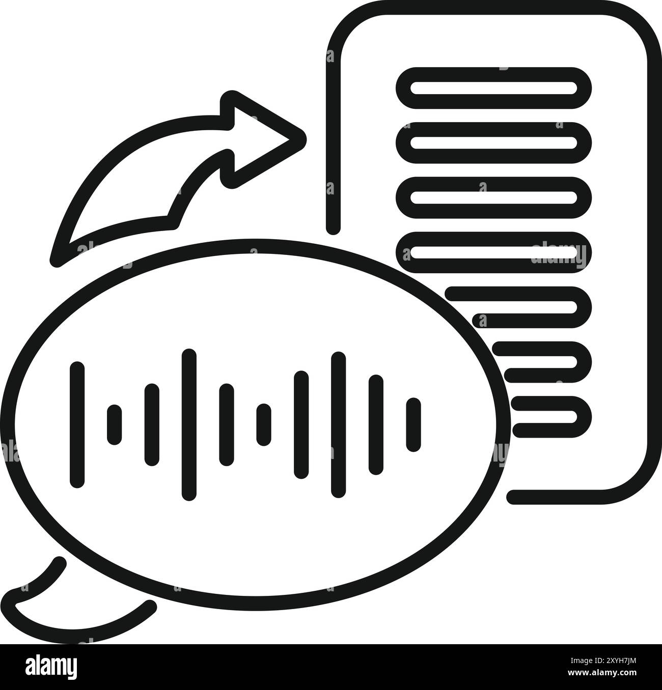 Speech to text technology converting audio message into written document, innovative software solution Stock Vector