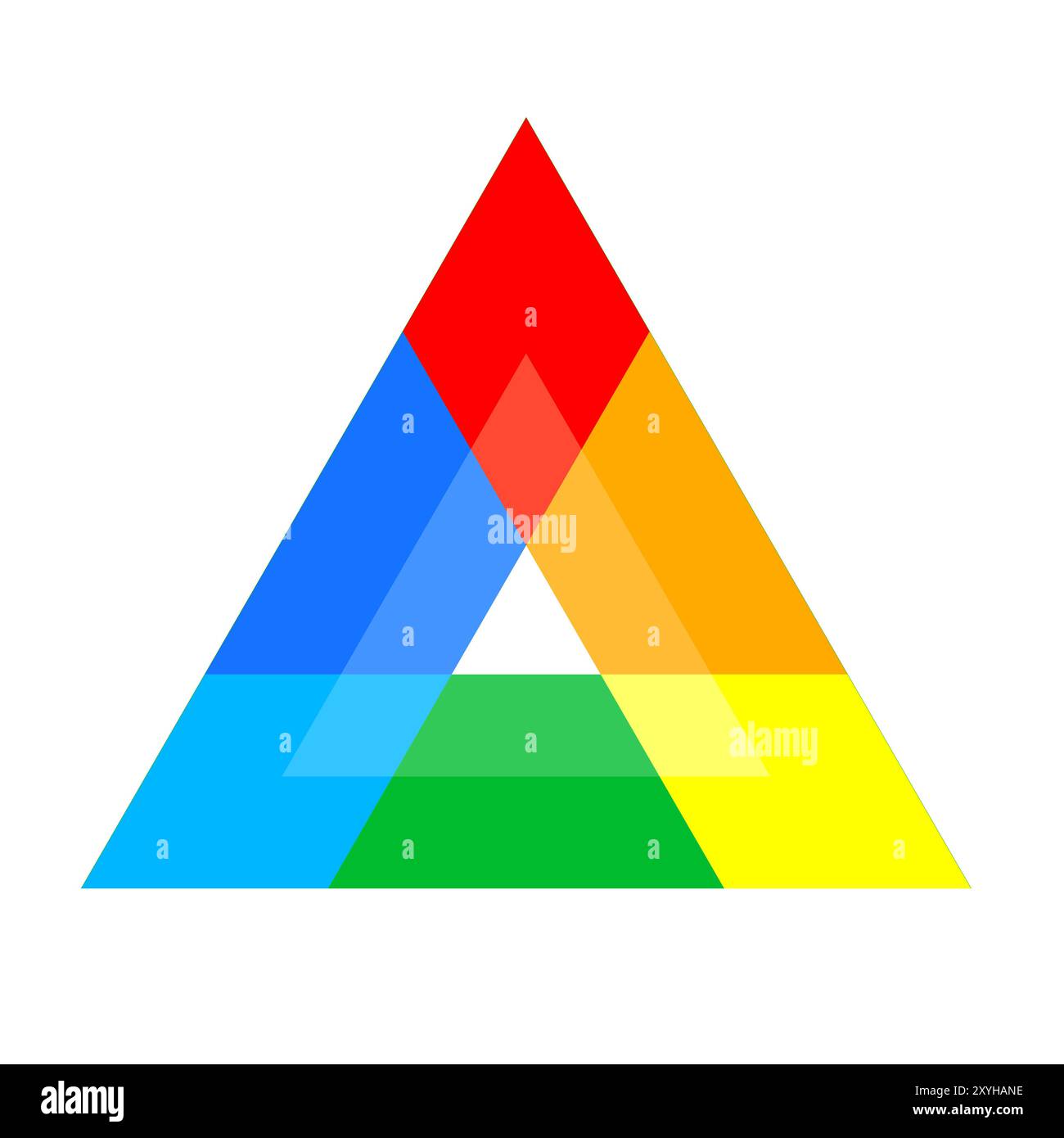 Colorful overlapping triangles. Abstract geometric design. Bright gradient effect. Multicolor spectrum. Stock Vector