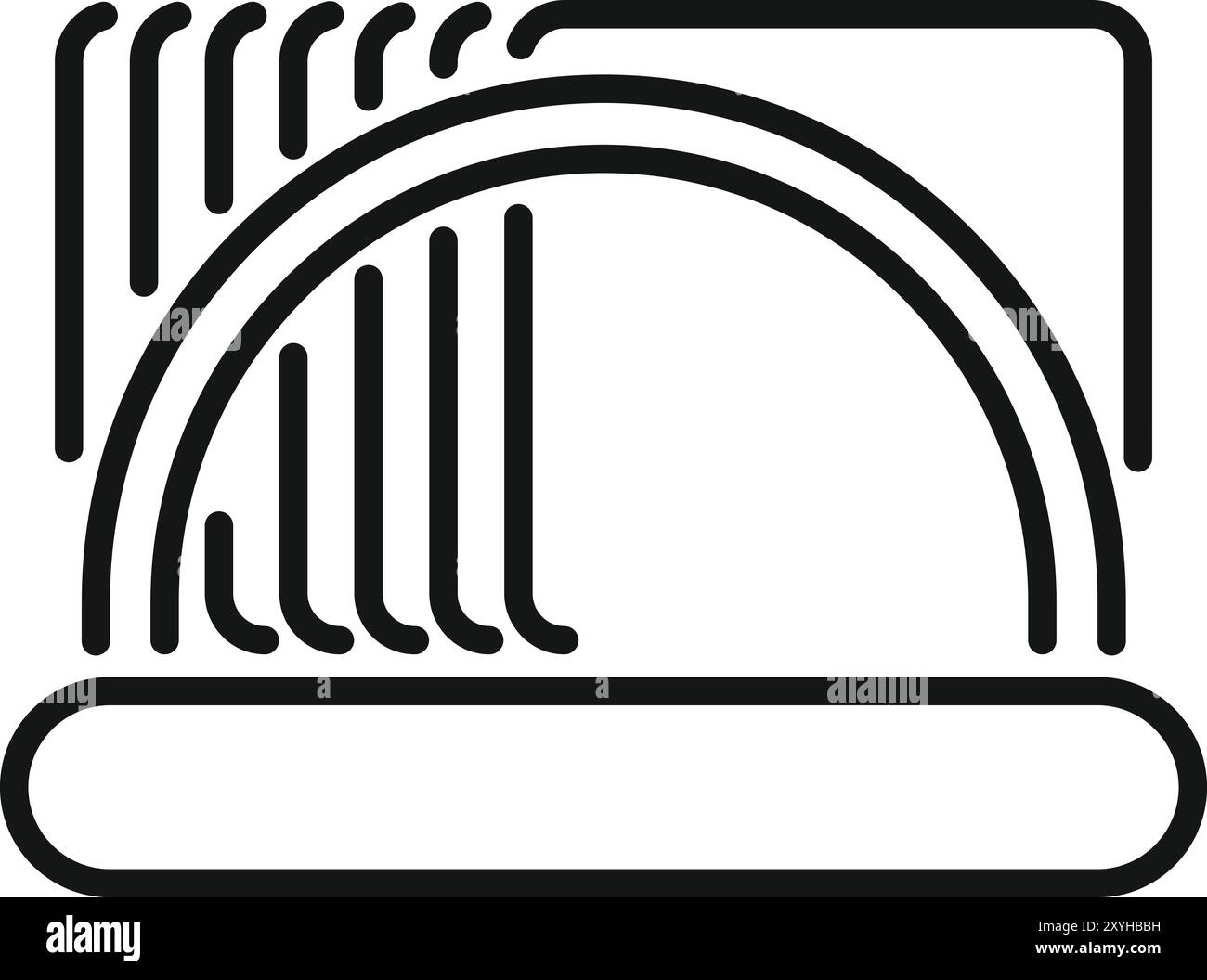 Simple line icon of bread slices in a toaster for breakfast, a small appliance used to toast sliced bread Stock Vector