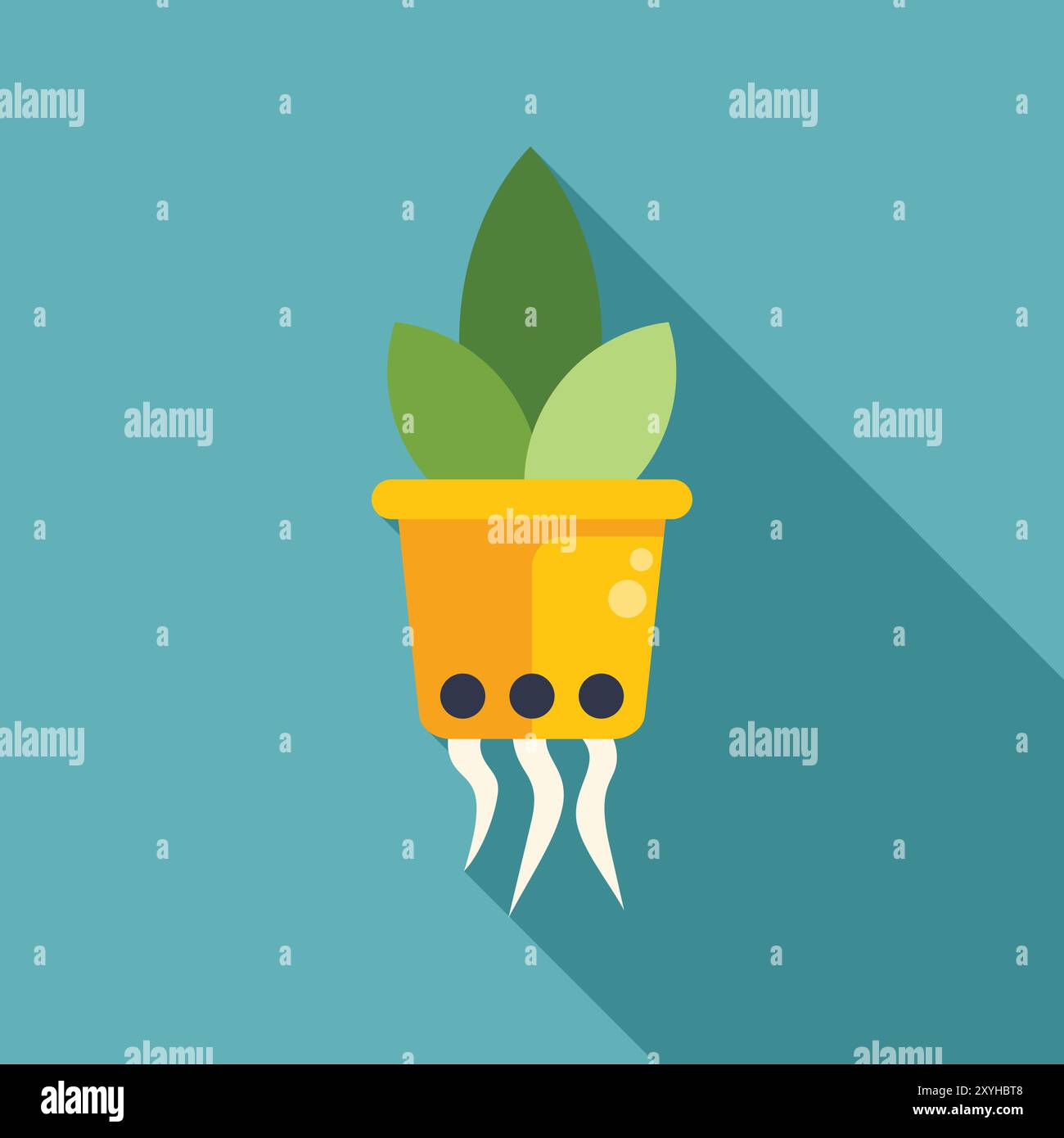 Simple vector illustration of a plant with visible roots growing out of ...