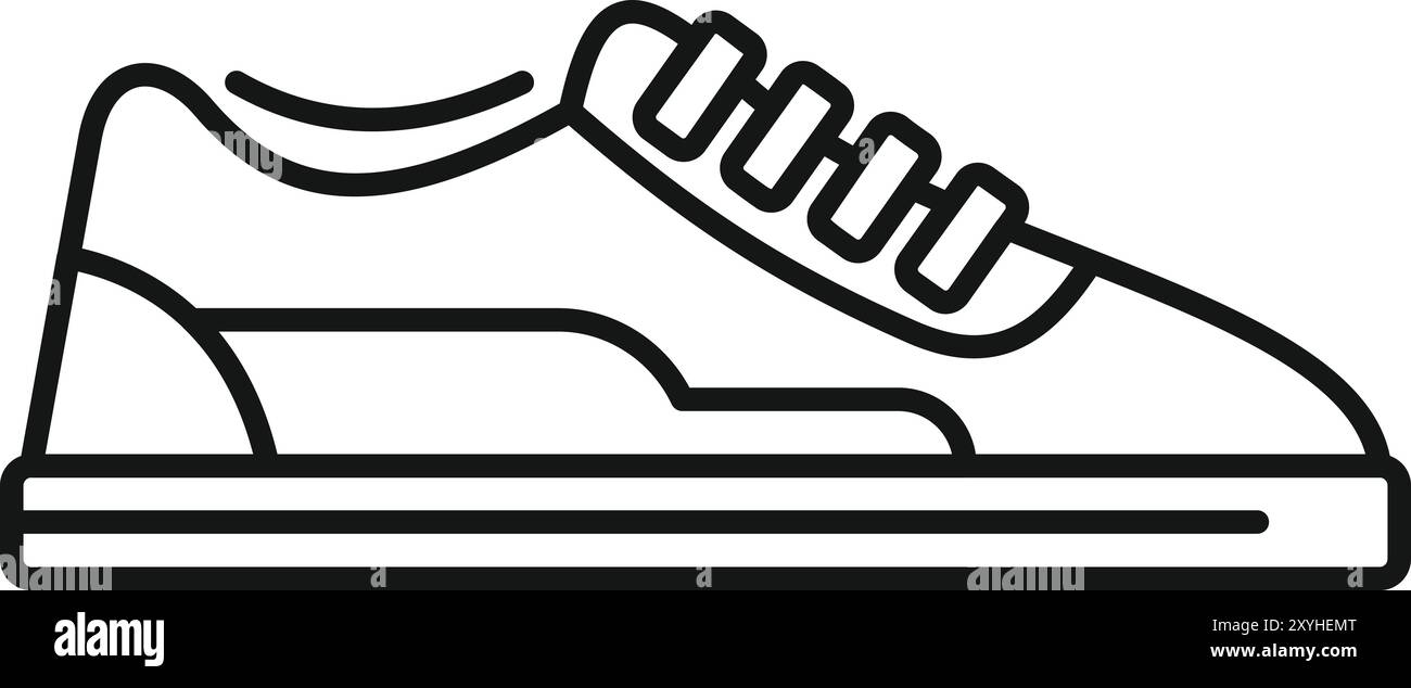 This minimalist line art icon depicts a sneaker viewed from the side