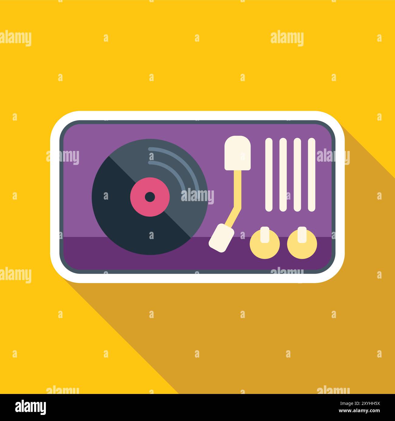 Vector Illustration In Flat Design Style Of A Vinyl Record Player