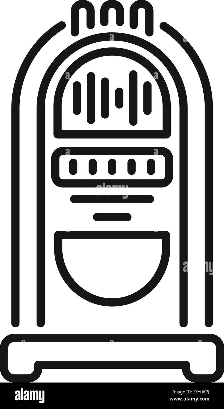 Vintage jukebox playing music icon line art vector illustration Stock Vector