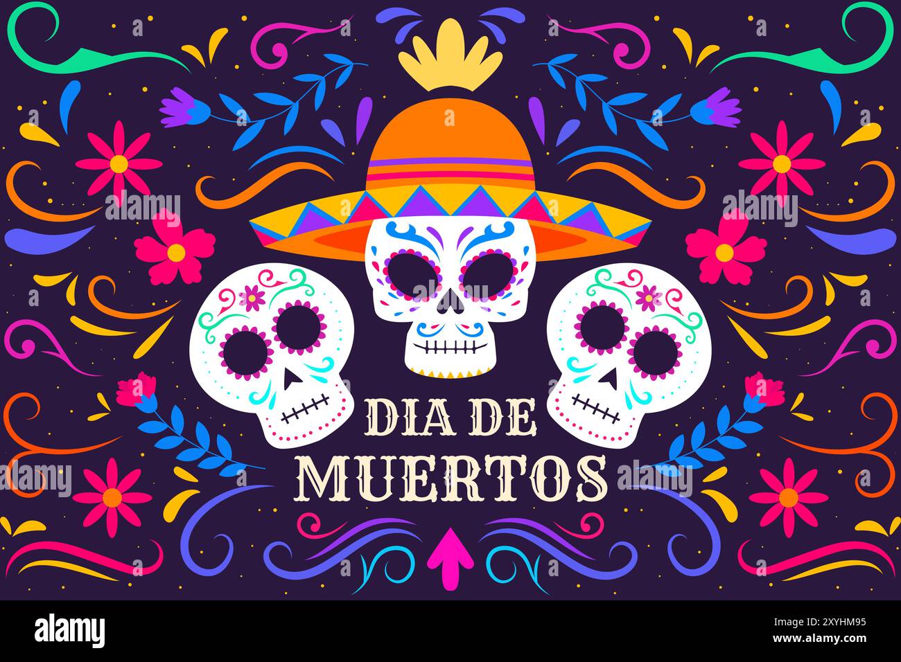 background illustration for Dia de Muertos or day of the dead Stock Vector
