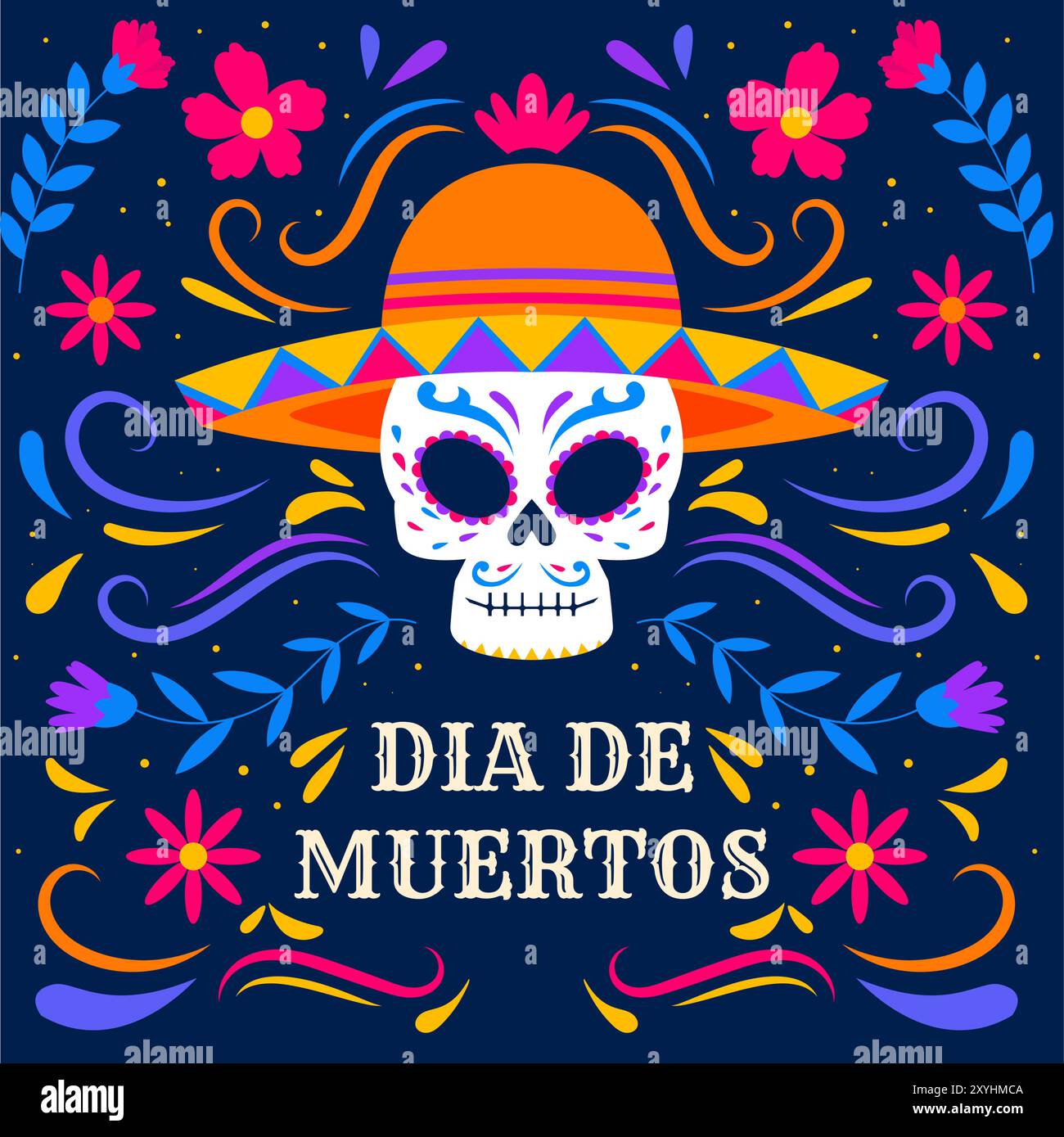 flat design Dia de Muertos or day of the dead illustration Stock Vector ...